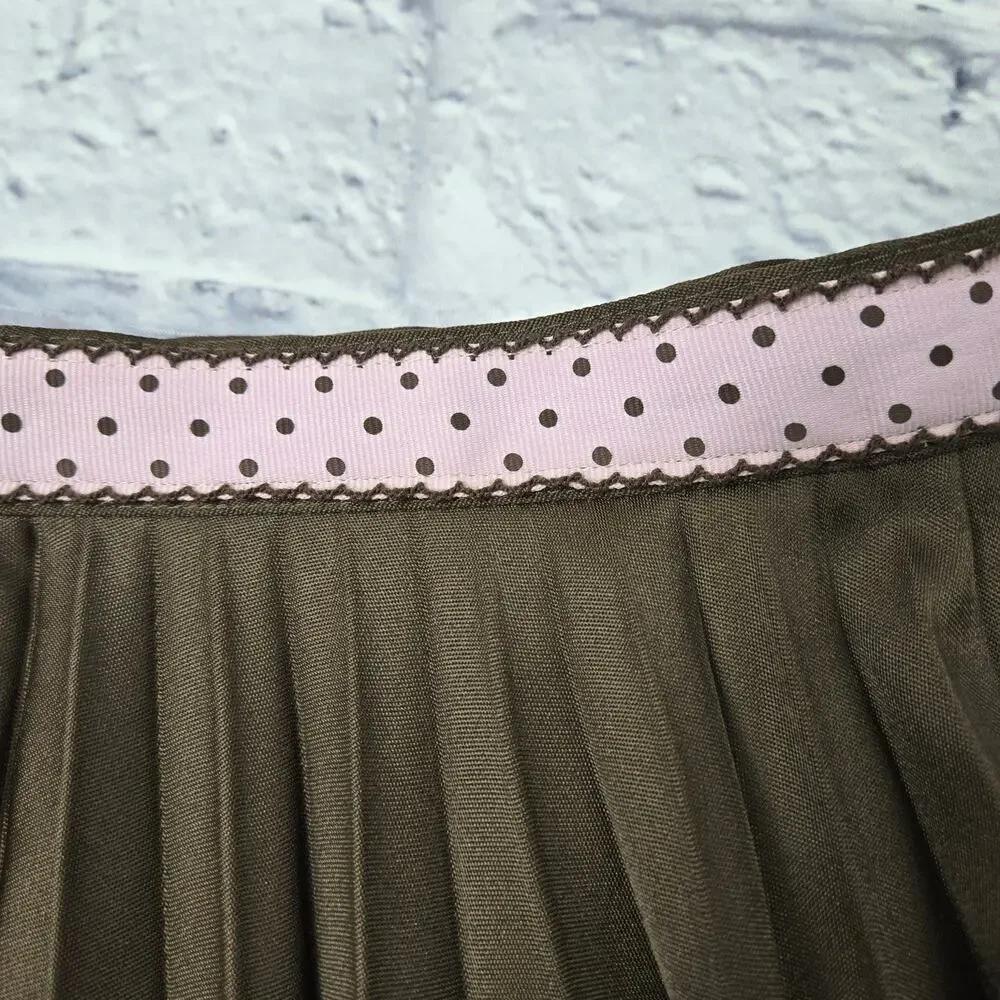 Gymboree Brown Accordian Pleat Skort Girls size 8 Pink Ribbon style Waistband